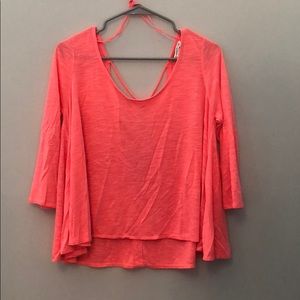American Eagle Bright pink long sleeve crop top -M